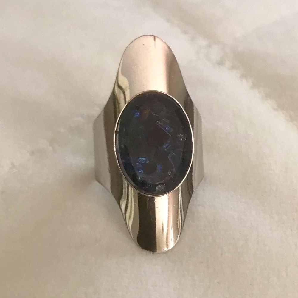 Silver and blue ring